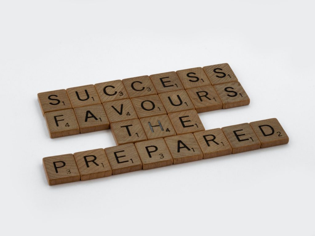 Scrabble tiles success preparation