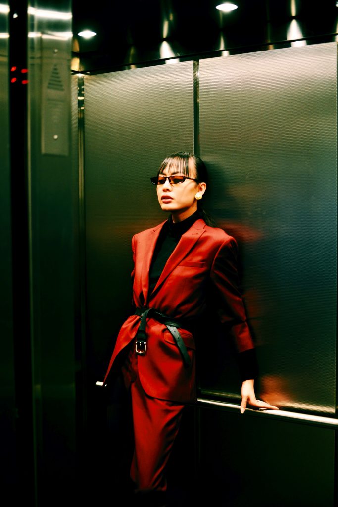 Woman in elevator
